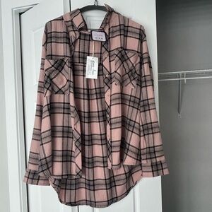 G&L Pink and Black Plaid Button-Up Shirt